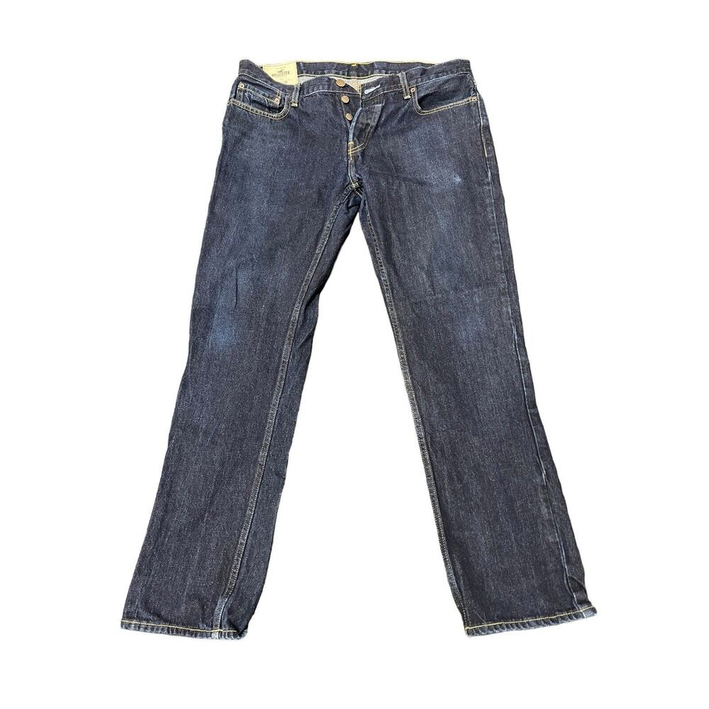 Hollister mens slim straight denim blue jeans size 36 x 32